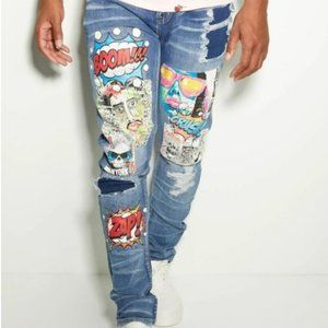Premiere Denim Skinny Arc Supreme Flex Jeans comic print medium wash siz…
